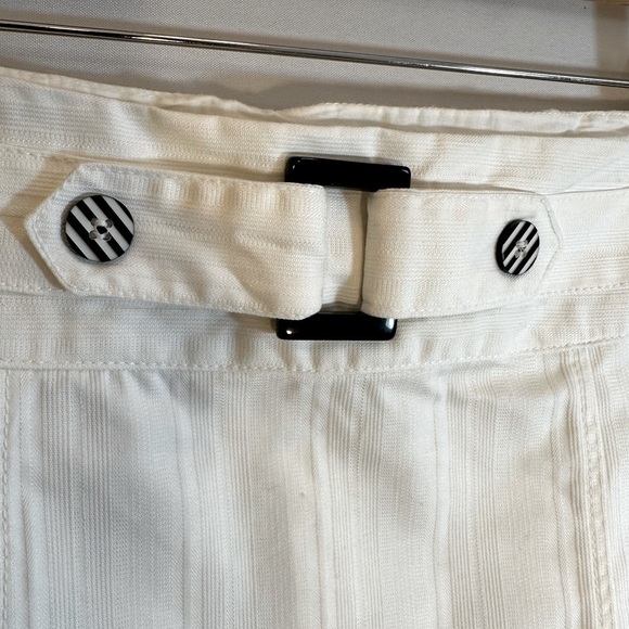 MKM Designs Womens Mini Skirt Size 7/8 White Cotton Buttons Buckle Strap Accents - Picture 4 of 8